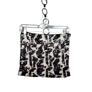 Sans Souci Small Black Beige Fully Sequin Short Skirt Size Side Zip Dressy S